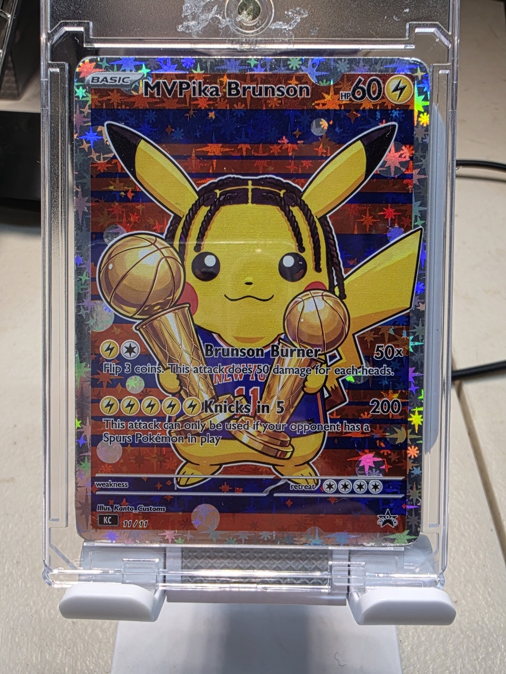 FAN ART Pikachu MVPika Brunson /Messi Holographic Collector Trading Card